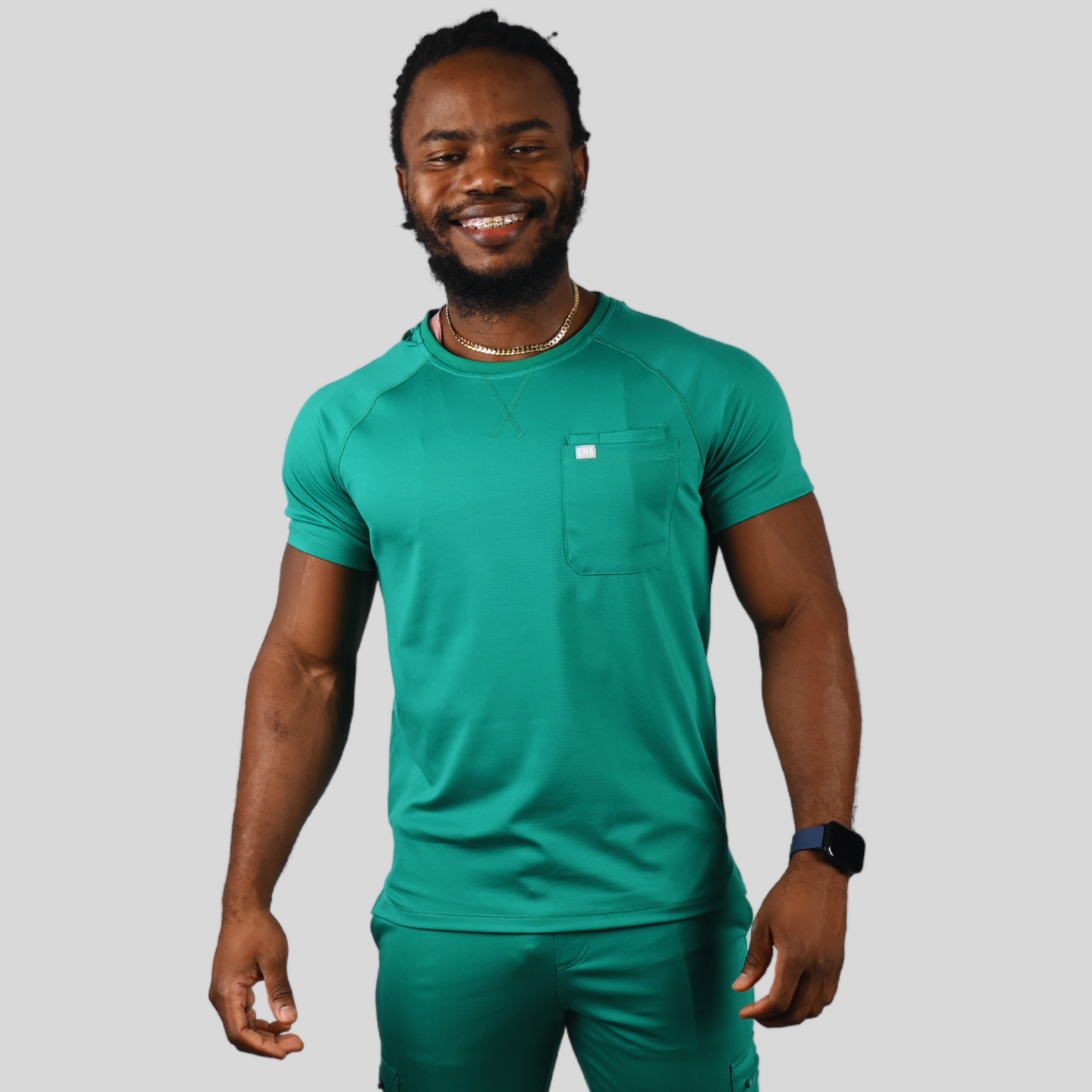 Chioma Men Two Chest Pockets Round Neck Srub Top